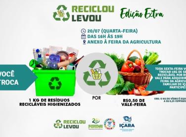 ‘Reciclou Levou’ acontece na quarta e sexta em Içara  